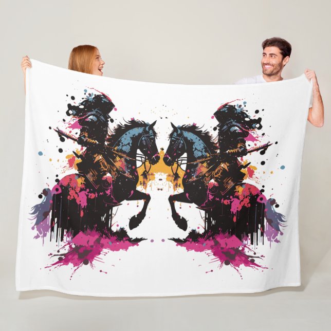 Tvilling Krigshäst Fantasy Fläskullblanket Fleecefilt (På plats)