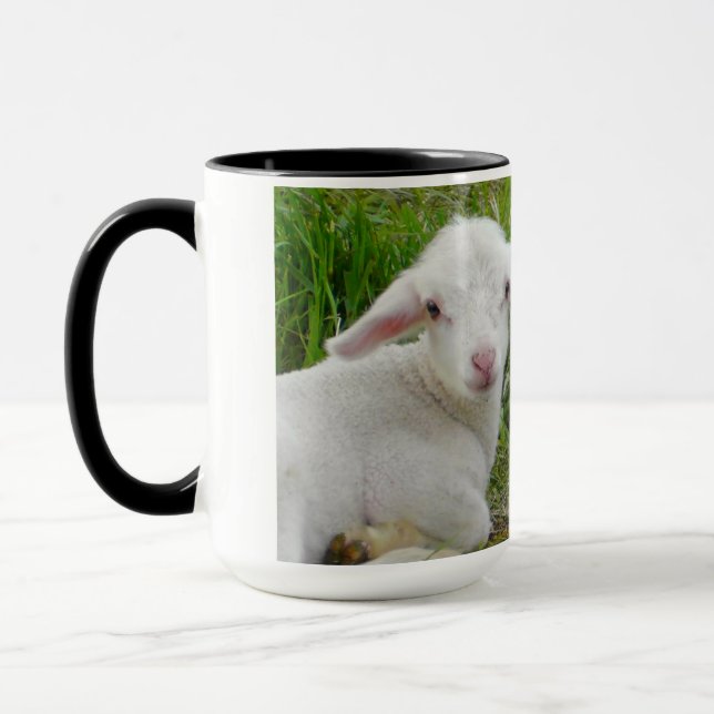 Tvilling- Lambbaby djur som är tänkande av dig Mugg (Vänster)
