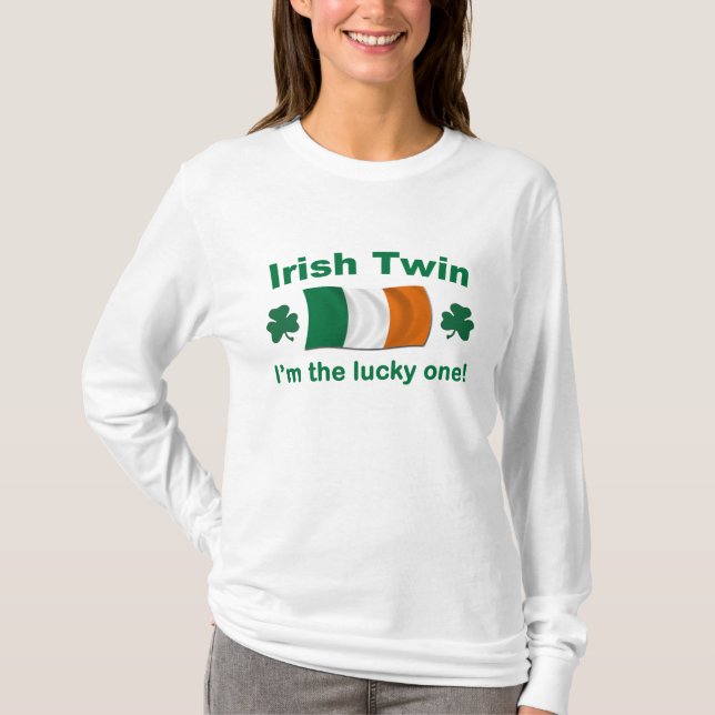 Tvilling- lycklig irländare t-shirt (Framsida)