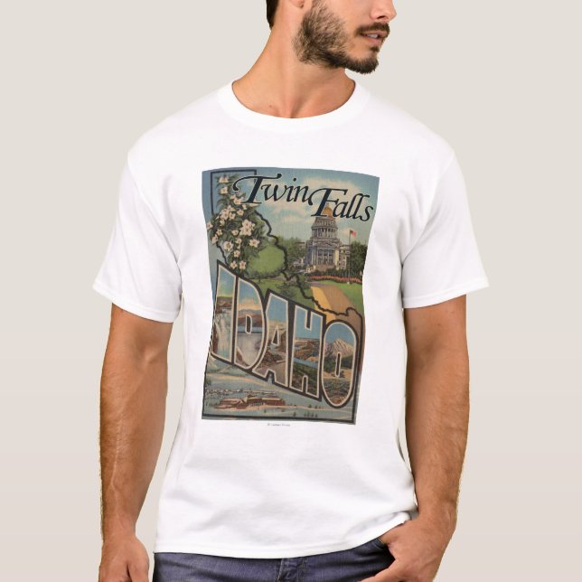 Tvilling- nedgångar Idaho - stora brevplatser T-shirt (Framsida)