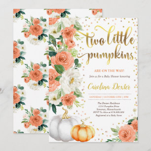 Tvilling- orange & guld för pumpababy inbjudningar