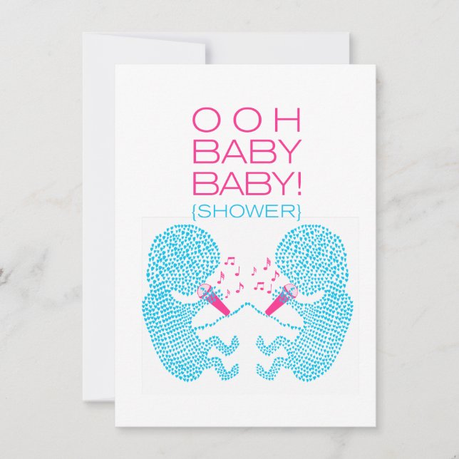 Tvilling- pojkar för twillingarbaby showerinbjudan inbjudningar (Framsida)