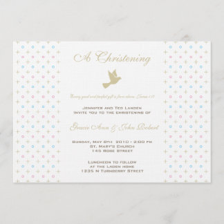 Tvilling- pojke- och flickaChristeninginbjudan Inbjudningar