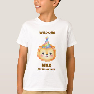 Tvilling pojke safari födelsedags T-shirt Lejon