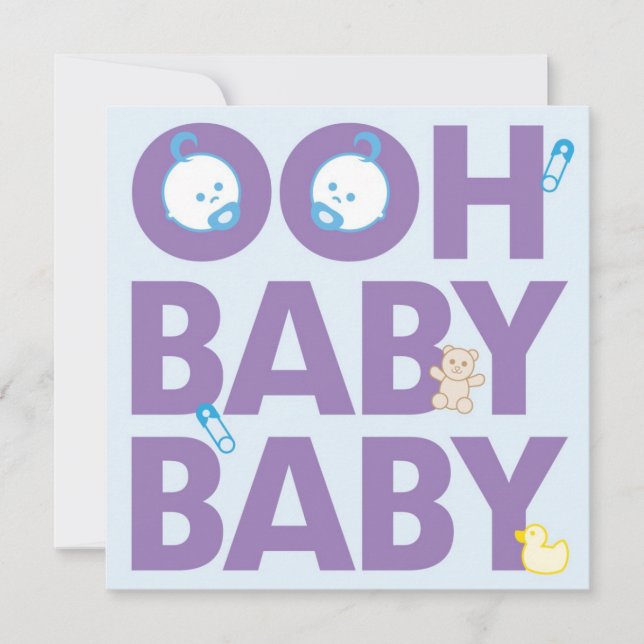 Tvilling- pojkebaby shower inbjudningar (Framsida)