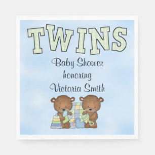 Tvilling- pojkenalle för baby shower pappersservett