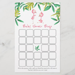 Tvilling Rosa Flamingo Baby Shower Bingo Kort