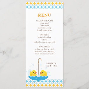 Tvilling- Rubber Duckies baby showermeny Meny
