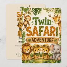 Tvilling Safari Äventyr Pojkars Födelsedagsfest