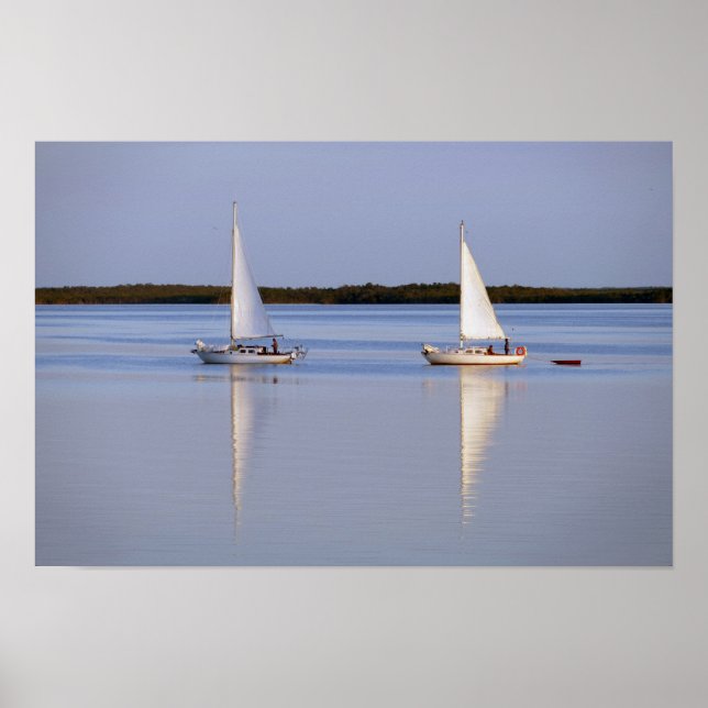 Tvilling segelbåtar morgonsegling poster (Framsidan)