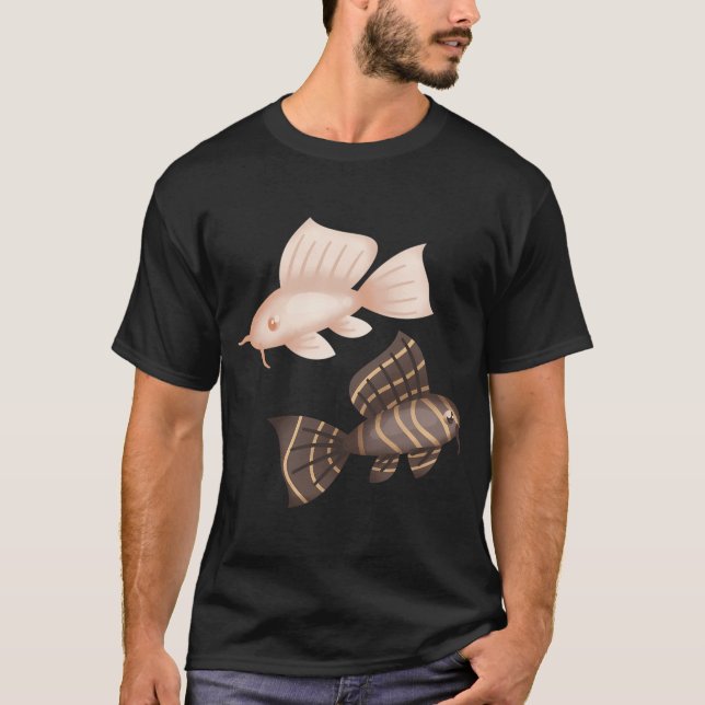 Tvilling svart-vit pleco-fisk t shirt (Framsida)