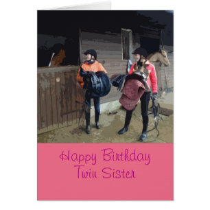 Tvilling- systerfödelsedagkort hälsningskort