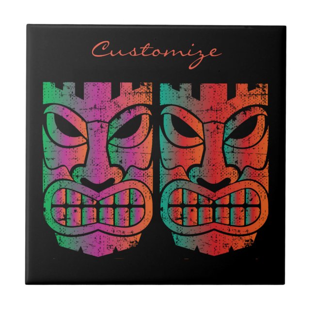 Tvilling- Tiki skulptur Thunder_Cove Kakelplatta (Framsidan)
