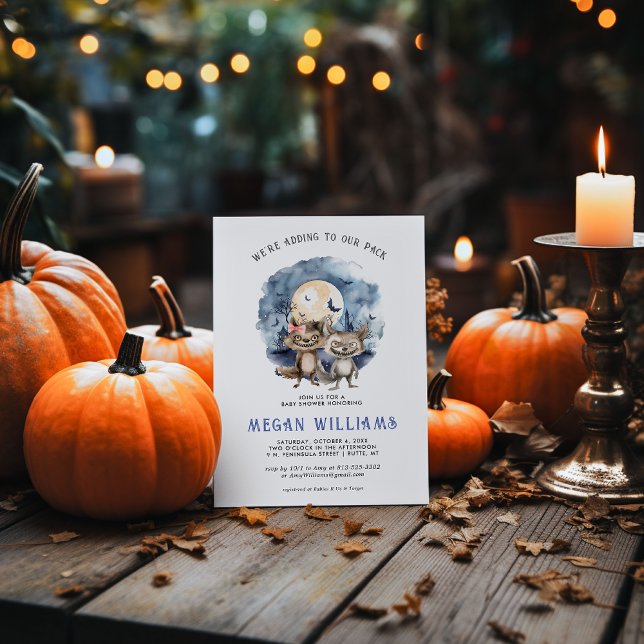 Tvilling Varulv | Halloween Baby Shower Inbjudningar (Skapare uppladdad)