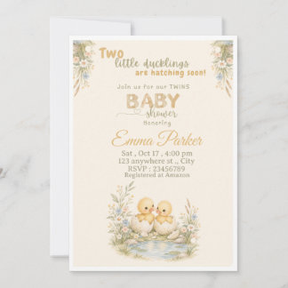 Tvillingar ankungar baby shower inbjudan