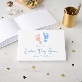 Tvillingar Baby Boy and Girl Footprints Tvilling F Gästböcker