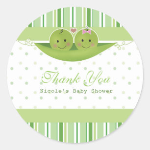 Tvillingar Baby Shower Party Favor Två Ärter i en  Runt Klistermärke