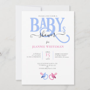 TVILLINGAR BABYFEST MED ROSA & BLÅ SMÄKARE INBJUDNINGAR
