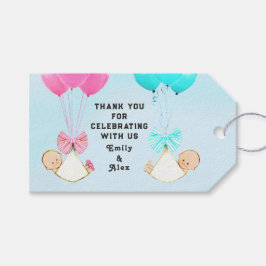 Tvillingar Bebis Babyshower Tack Presentetikett
