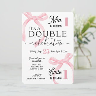 Tvillingar firar födelsedag med Rosa Coquette Inbjudningar