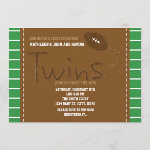 TVILLINGAR FOTBOLL Sport Baby Shower-inbjudan Inbjudningar