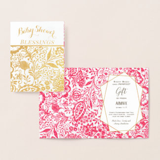Tvillingar Guld Folie Blommig Baby Shower Välsigne Folierat Kort