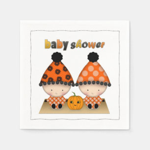 Tvillingar Höst Halloween Bebis Baby Shower Pappersservett