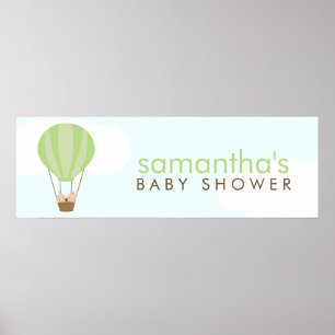 Tvillingar i en ballong vid baby shower poster