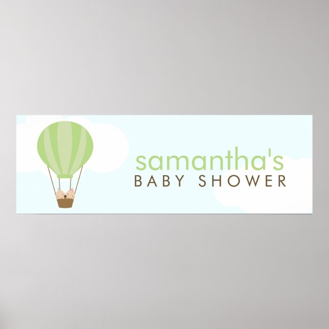 Tvillingar i en ballong vid baby shower poster (Framsidan)