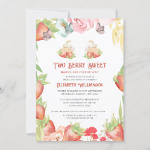 Tvillingar Jordgubb Berry Söt Baby Shower Inbjudningar