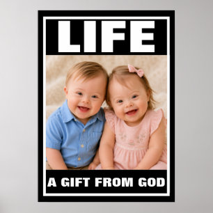 Tvillingar med Downs syndrom, pojke och flicka Poster