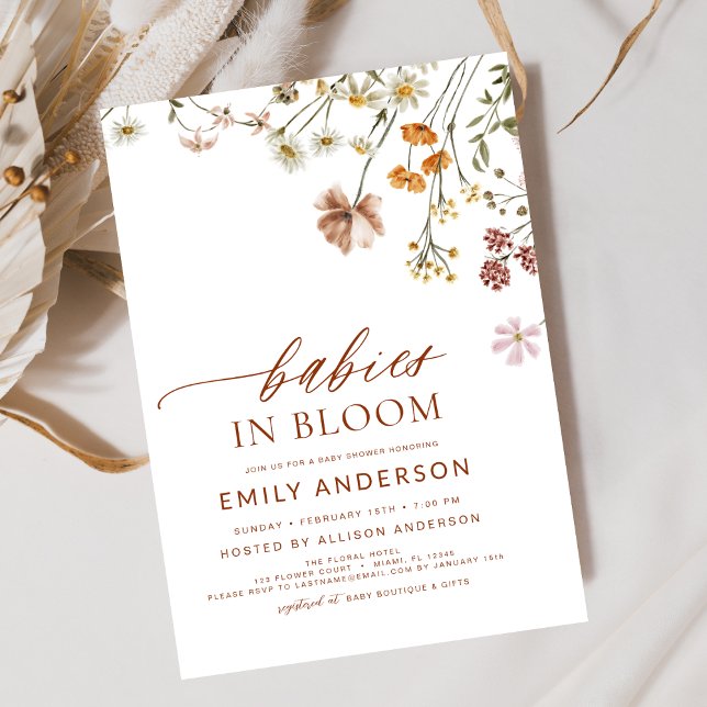 Tvillingar med vilda blommor - Babyshower  Inbjudningar (Skapare uppladdad)