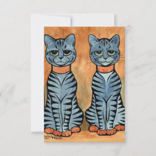 “Tvillingar” Randiga katter av Louis Wain Tack Kort