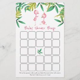 Tvillingar Rosa Flamingo Baby Shower Bingo Kort