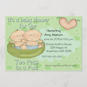 Tvillingar två ärtor i en skida baby shower inbjudningar