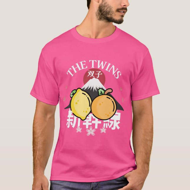 Tvillingarna citron och mandarin t shirt (Framsida)