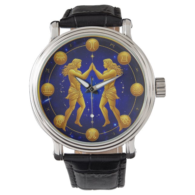 Tvillingarna Gemini i kosmisk cirkel Armbandsur (Framsida)
