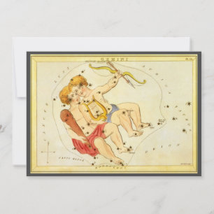 Tvillingarna Gemini Vintage Konstellation Urania's Inbjudningar