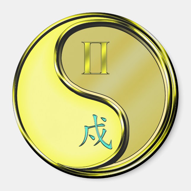 Tvillingarna & Metall Hund Magnet (Framsidan)