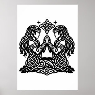 Tvillingarna — Spökbelagd bläck Zodiakut Tvillinga Poster