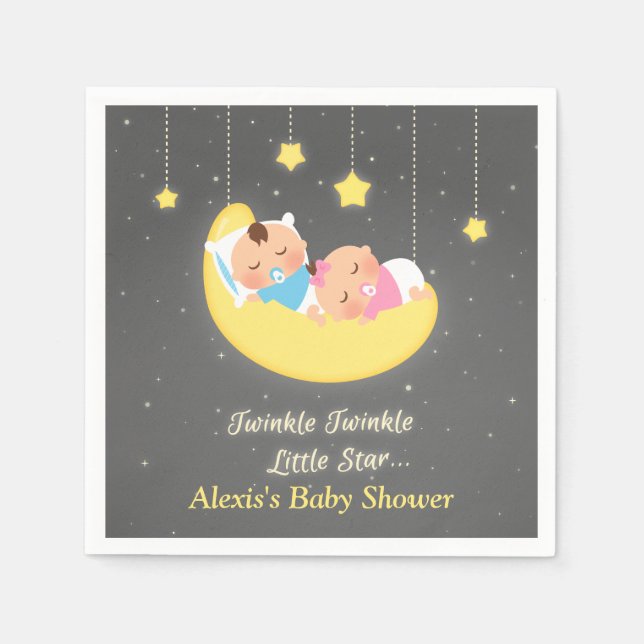 Tvillingarna Twinkle Twinkle Little Star Duscharti Pappersservett (Framsidan)