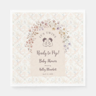 Tvillingarnas baby shower Pastell blomster LPM26 Pappersservett