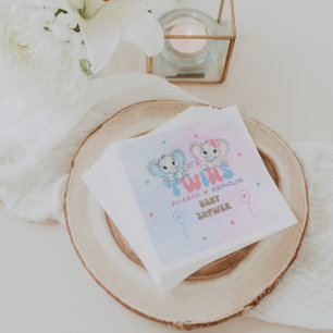 Tvillingarnas baby shower pojke och flicka pappersservett