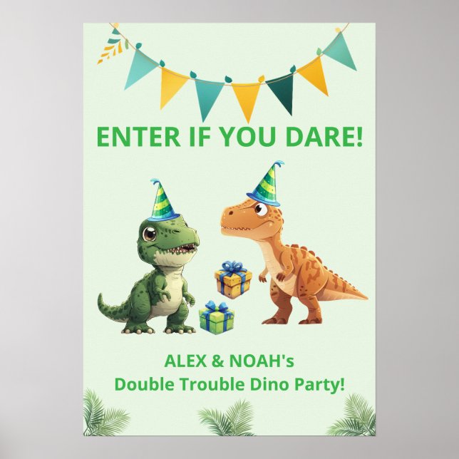 Tvillingarnas Dinosaurie Födelsedag Poster | Gå in (Framsidan)