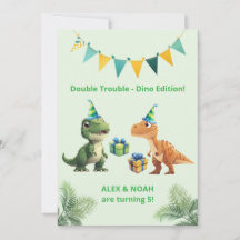 Tvillingarnas Dinosaurie Födelsedagsinbjudan Dubb