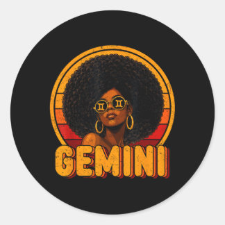 Tvillingarnas Drottning Retro Vintage Afro Kvinna Runt Klistermärke