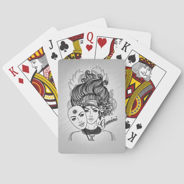 Tvillingarnas maskerade dam Zodiaken Casinokort (Baksidan)