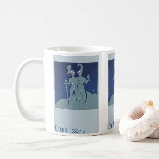 Tvillingarnas stjärnbild Vintage Zodiak Astrologi Kaffemugg (Med munk)