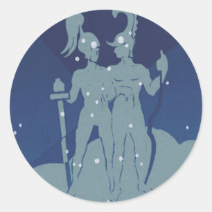 Tvillingarnas stjärnbild Vintage Zodiak Astrologi Runt Klistermärke