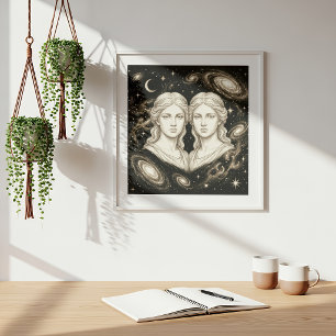 Tvillingarnas stjärntecken Celestial Astrologi Poster